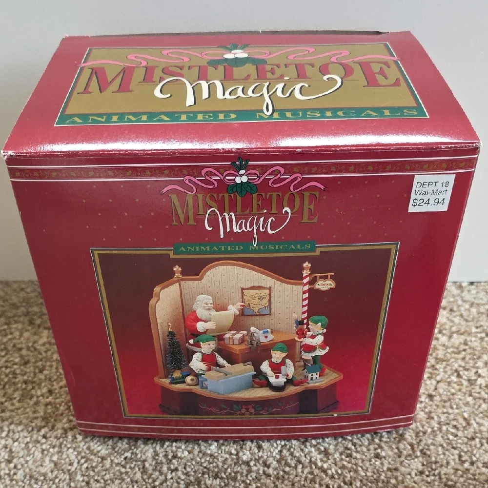 Vintage Mistletoe Christmas Musical Santa Figurine - Santa's Workshop